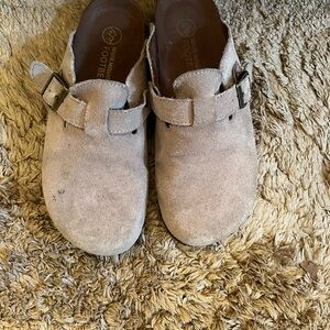 Suede Buckle Clogs